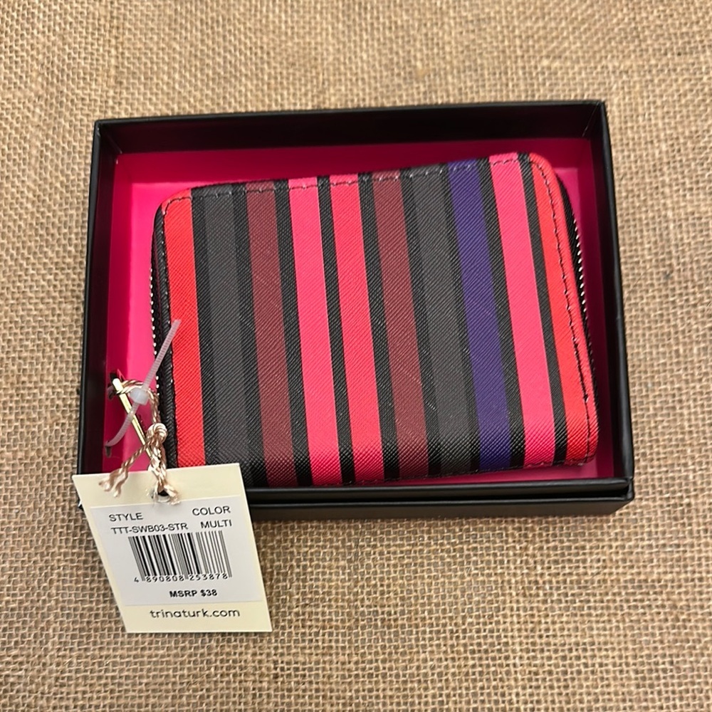 Trina Turk Striped Wallet - Red,‎ Black, Purple